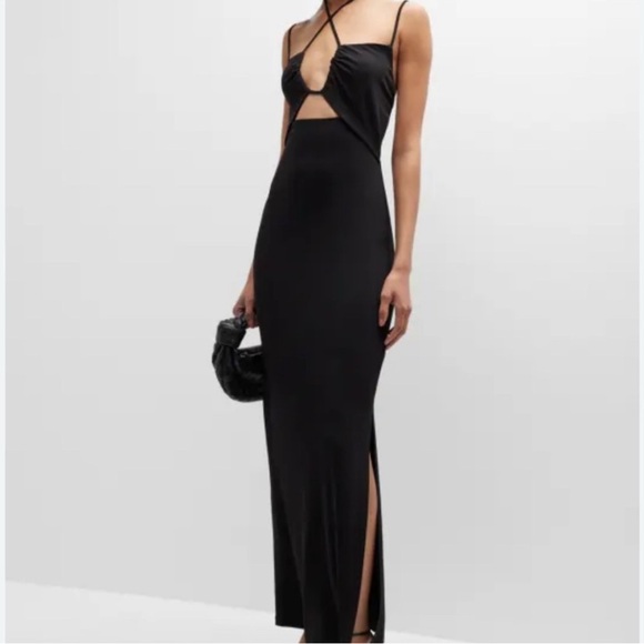 Frame Black Front Cut Out Side Slit Strappy Maxi Dress - Picture 1 of 10